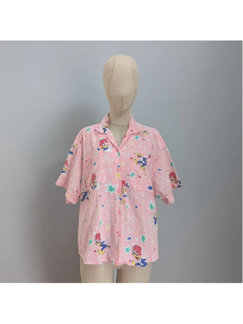 Tomboy Vintage Woody Woodpecker Pink Multi Short Sleeve Shirt - Med